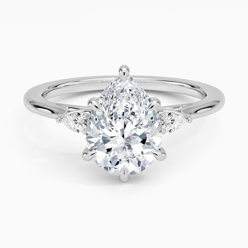 Pear Three Stone Diamond Engagement Ring