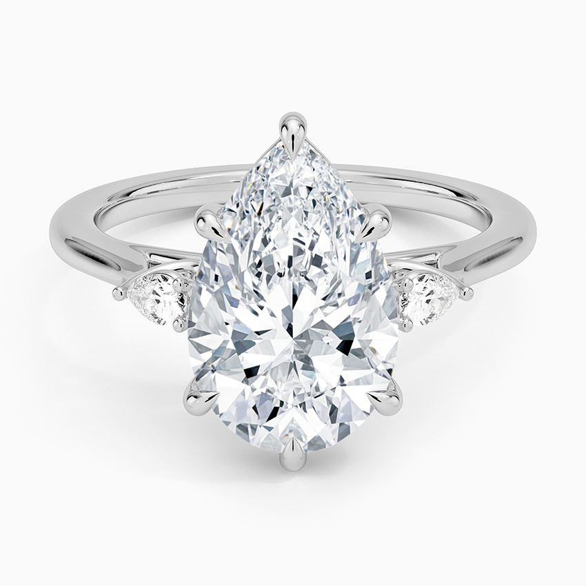 Pear Three Stone Diamond Engagement Ring