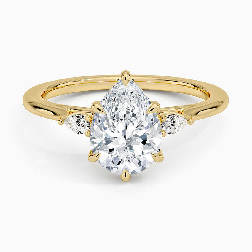 Pear Three Stone Diamond Engagement Ring