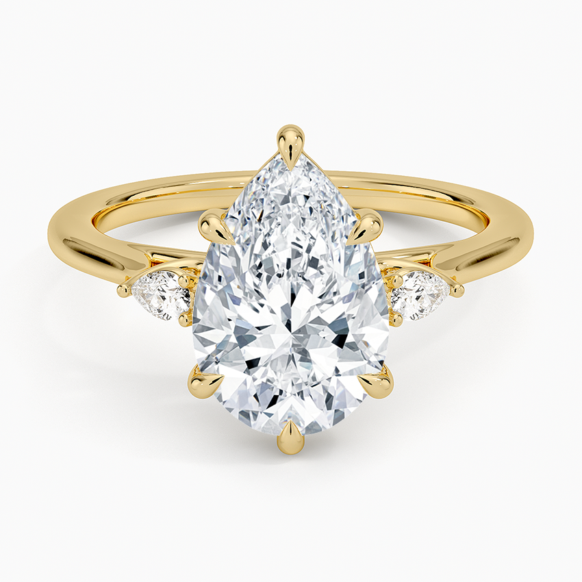 Pear Three Stone Diamond Engagement Ring