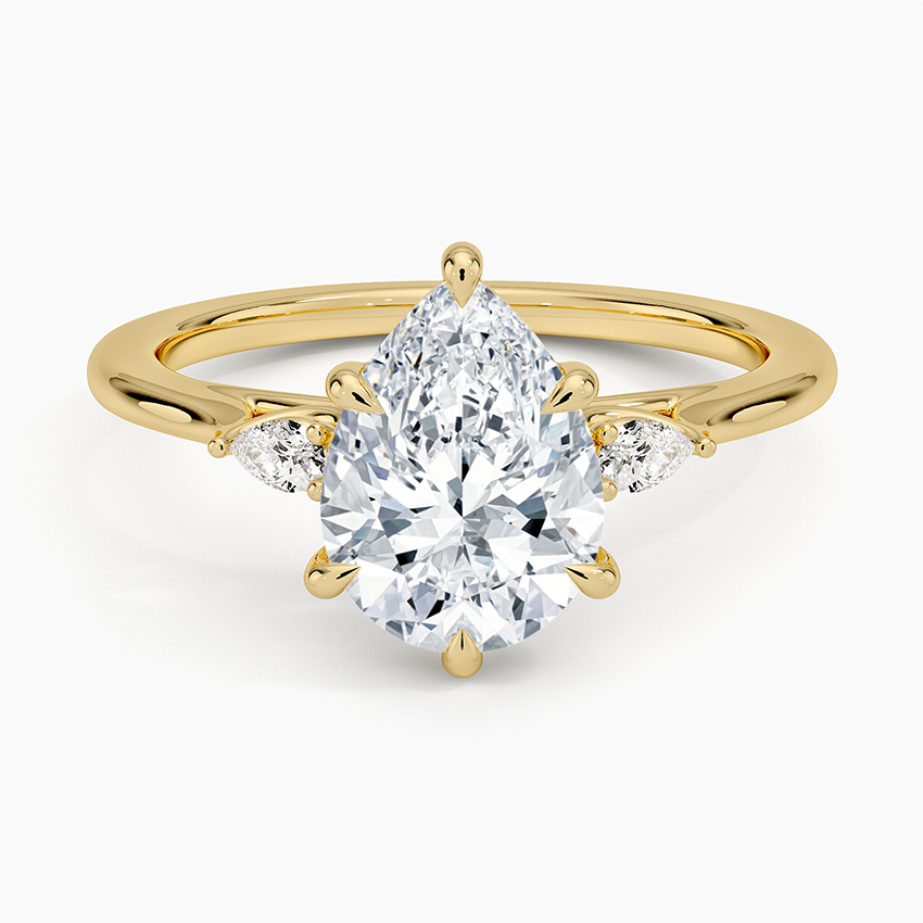 Pear Three Stone Diamond Engagement Ring