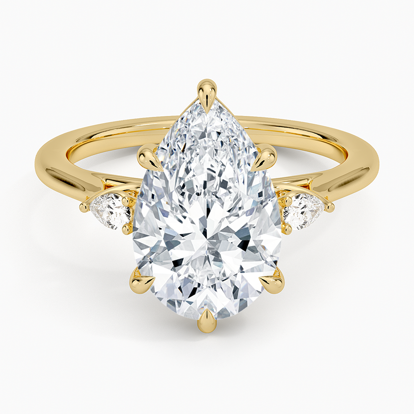 Pear Three Stone Diamond Engagement Ring