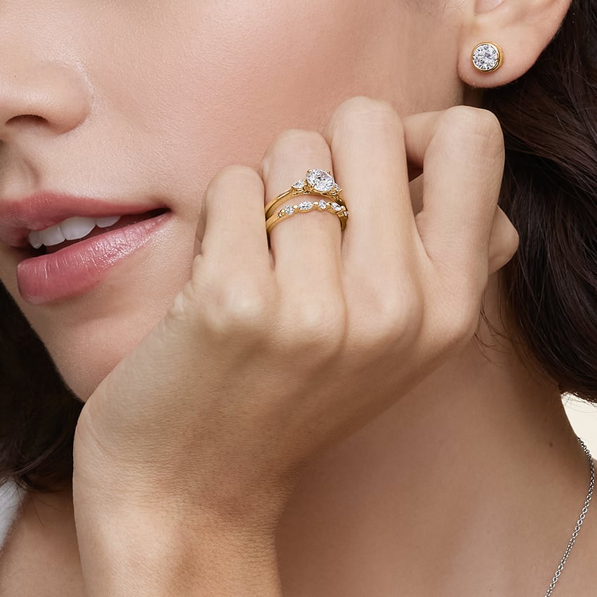 Pear Three Stone Diamond Engagement Ring