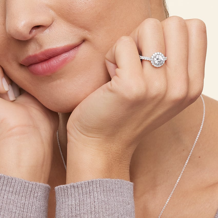 Sienna Halo Three-Quarter Coverage Diamond Engagement Ring