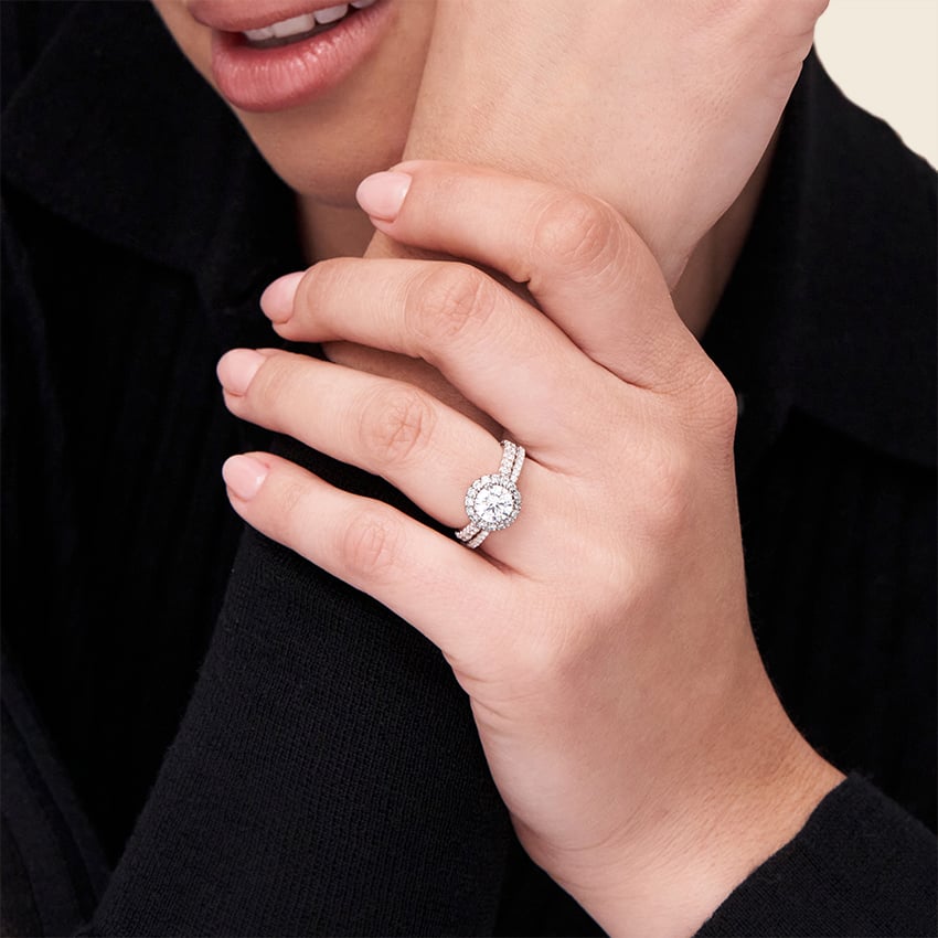 Sienna Halo Three-Quarter Coverage Diamond Engagement Ring