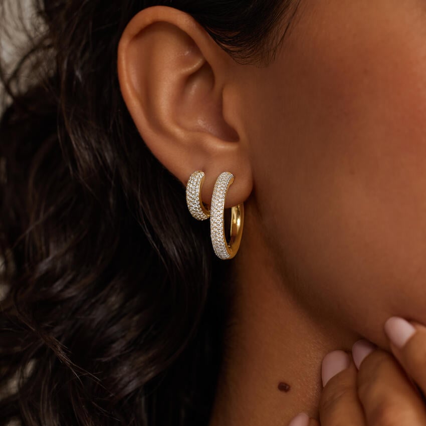 Lab Diamond Tube Huggie Earrings