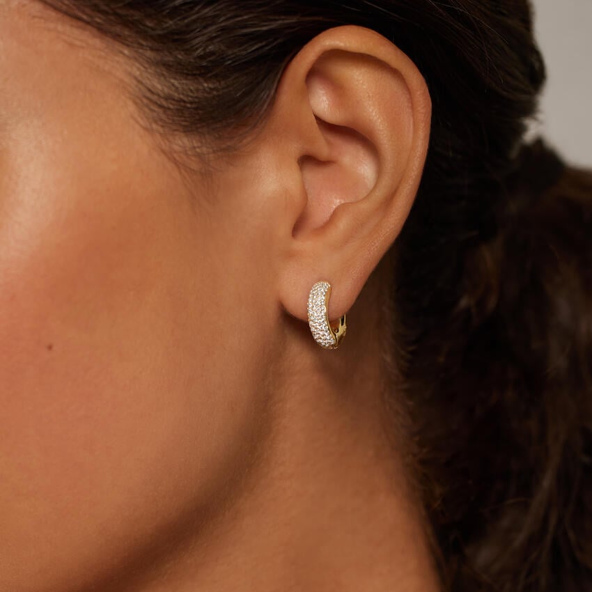 Lab Diamond Tube Huggie Earrings