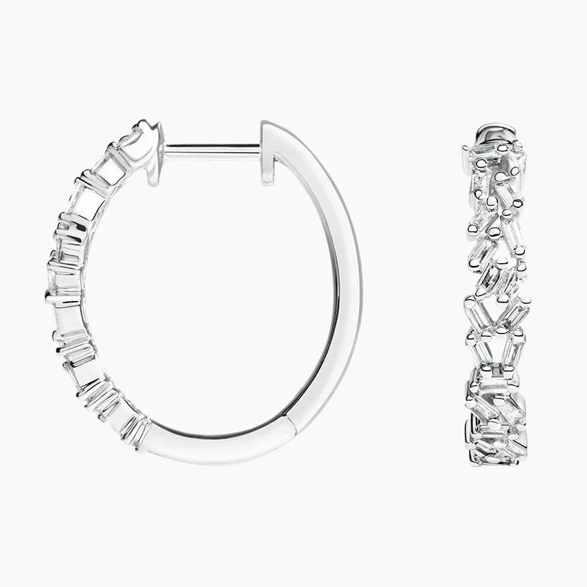 Baguette Diamond Cluster Hoop Earrings