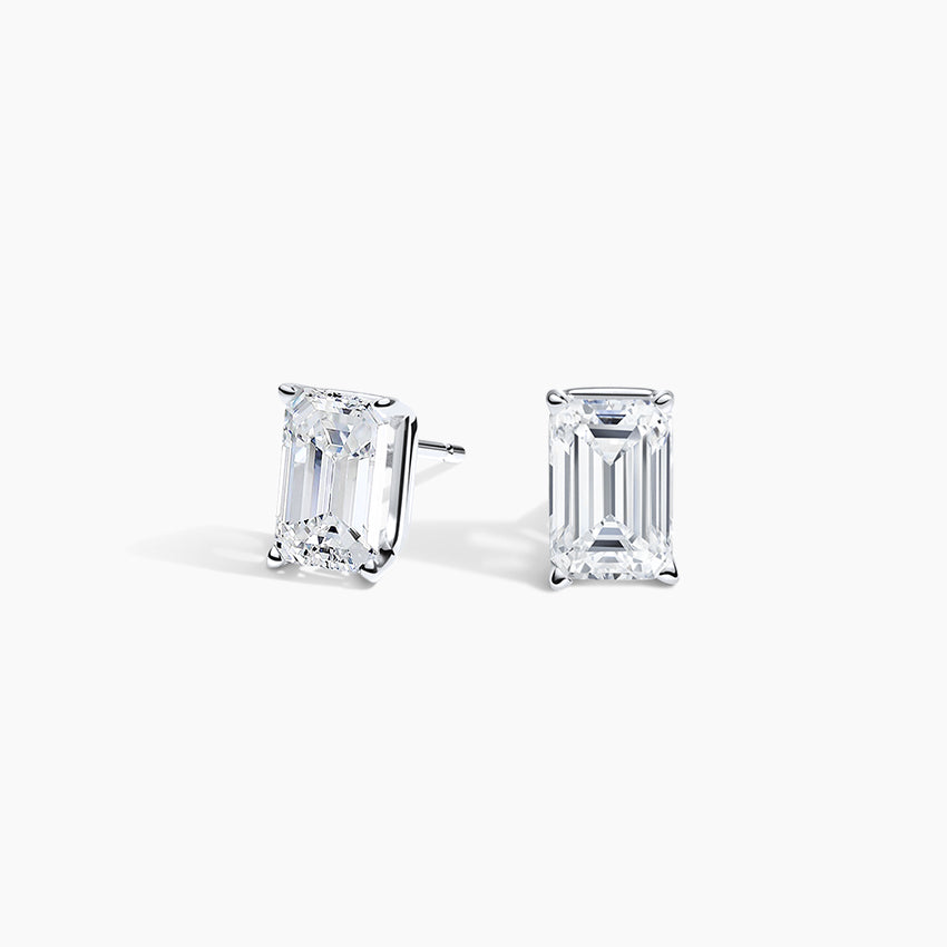 Emerald Cut Lab Grown Diamond Stud Earrings