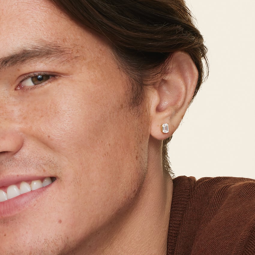 Emerald Cut Lab Grown Diamond Stud Earrings