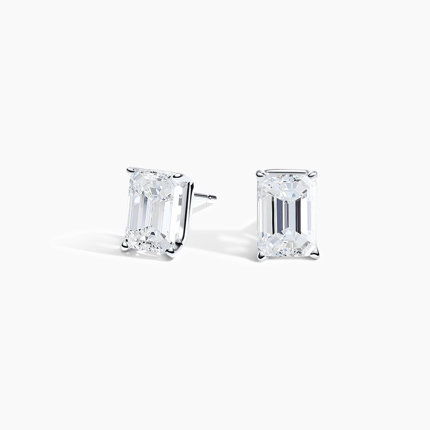 Emerald Cut Lab Grown Diamond Stud Earrings