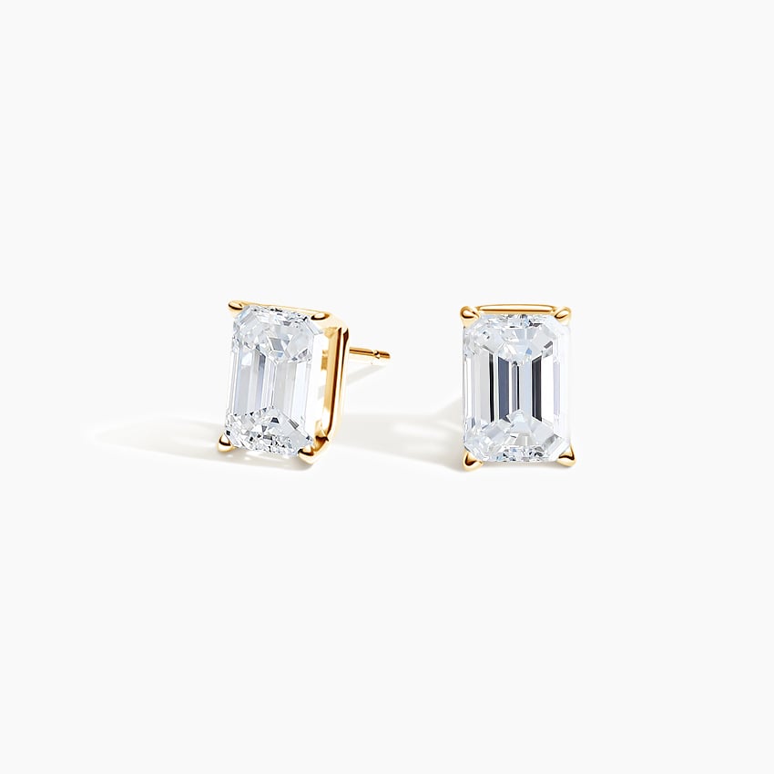 Emerald Cut Lab Grown Diamond Stud Earrings