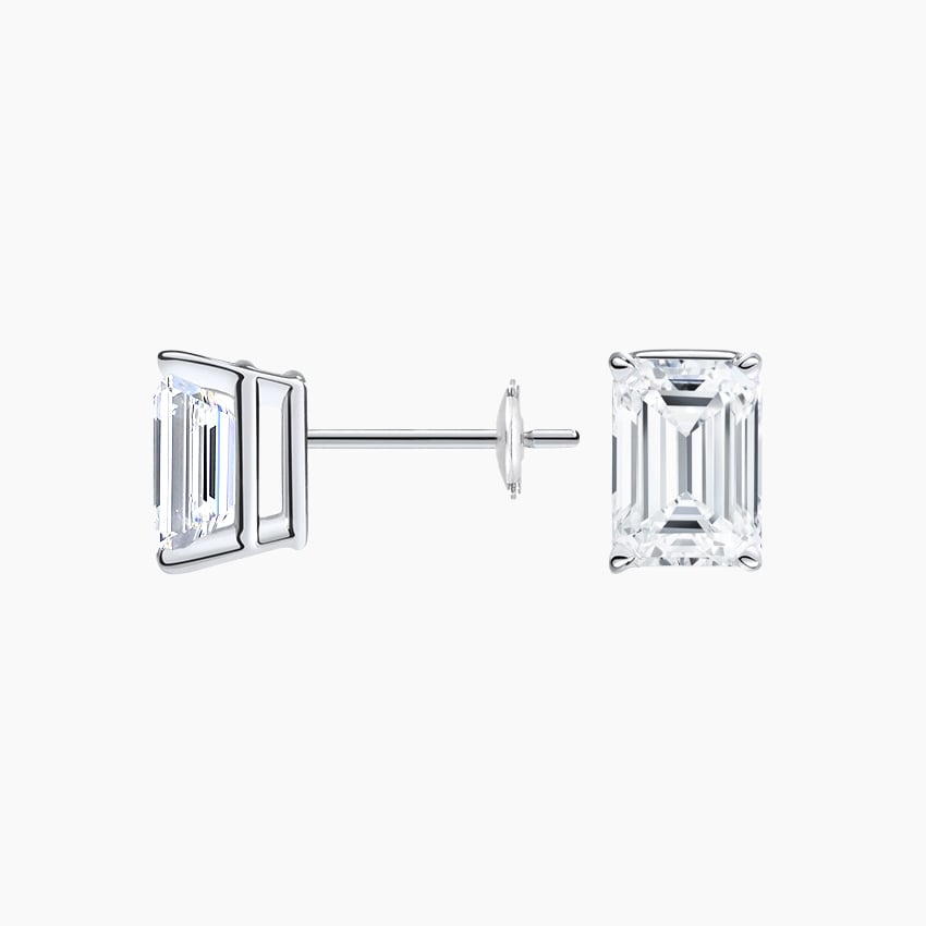 Emerald Cut Lab Grown Diamond Stud Earrings