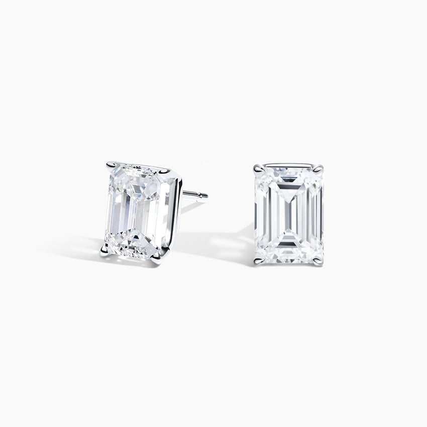 Emerald Cut Lab Grown Diamond Stud Earrings