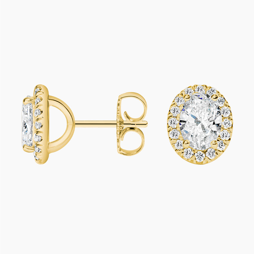 Oval Diamond Halo Stud Earrings