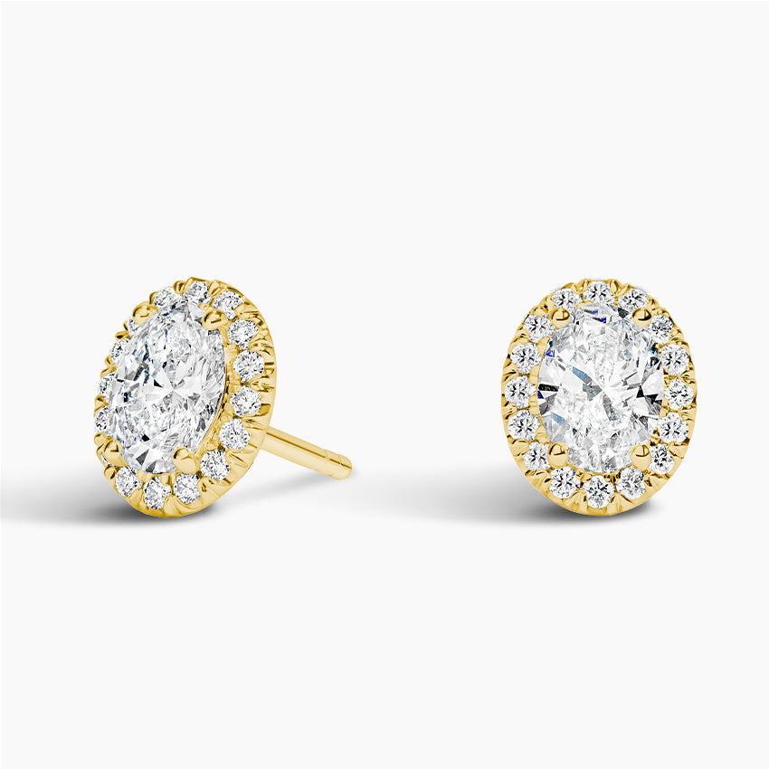 Oval Diamond Halo Stud Earrings
