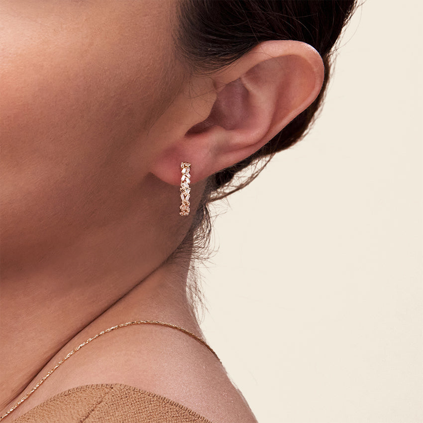 Baguette Diamond Cluster Hoop Earrings