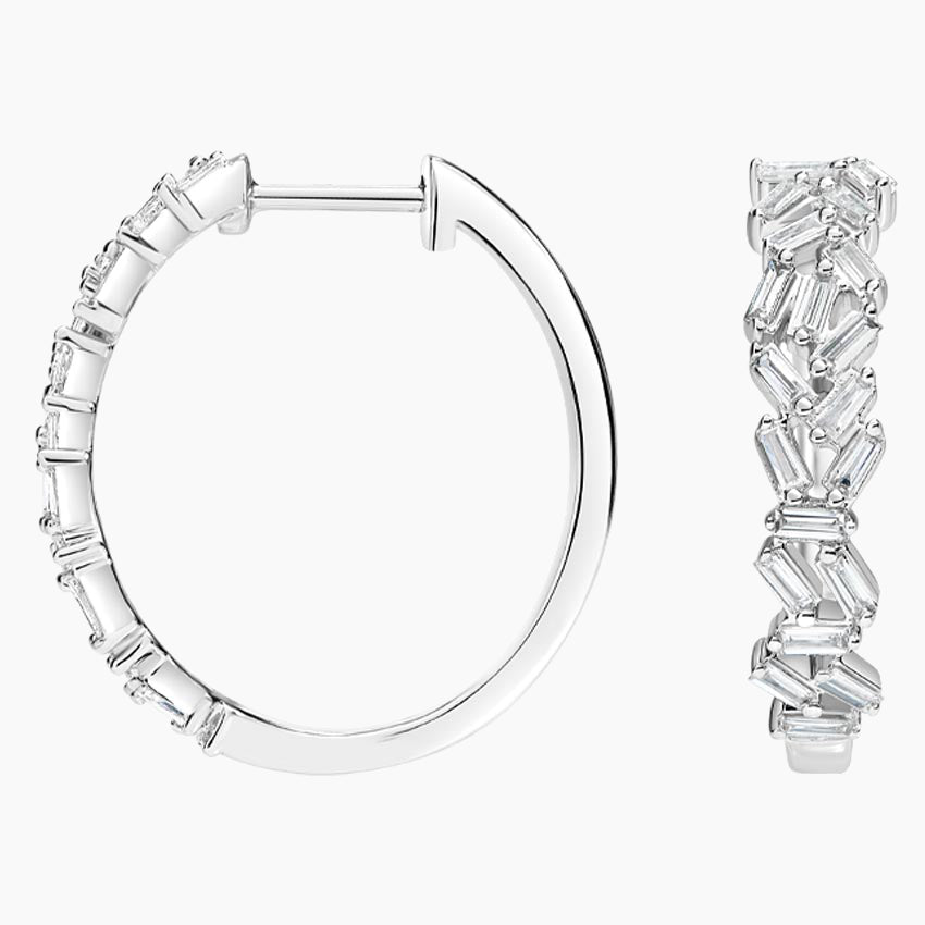 Baguette Diamond Cluster Hoop Earrings