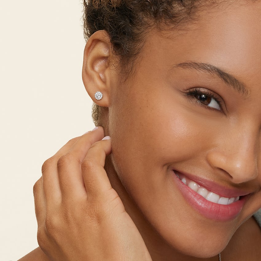 Lab Grown Diamond Halo Stud Earrings