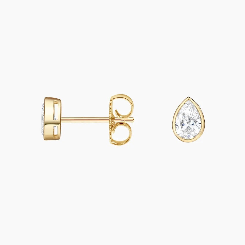 Pear Shaped Diamond Bezel Stud Earrings