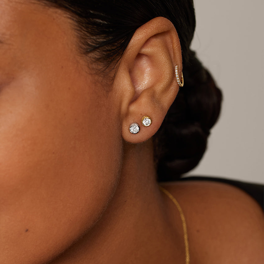Diamond Bezel Stud Earrings