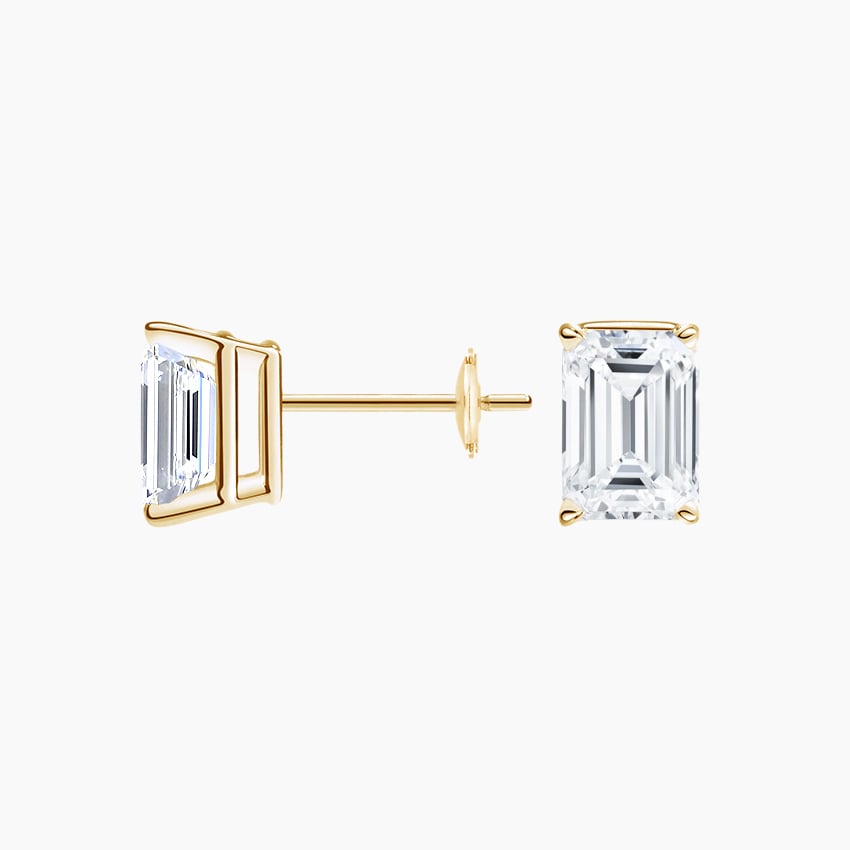 Emerald Cut Lab Grown Diamond Stud Earrings