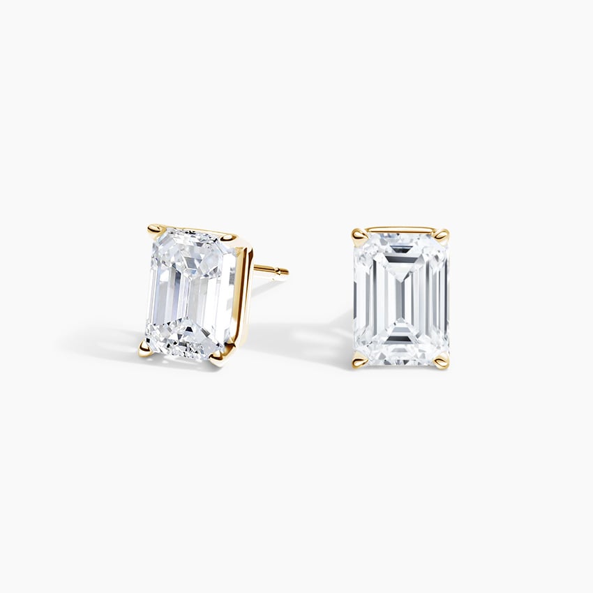Emerald Cut Lab Grown Diamond Stud Earrings