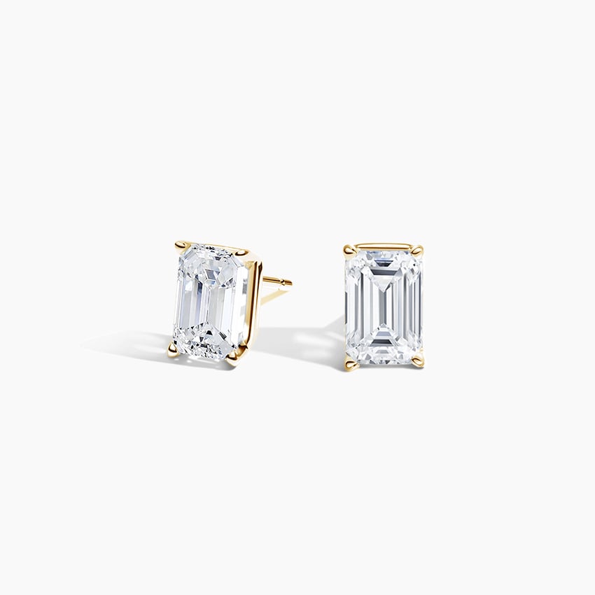Emerald Cut Lab Grown Diamond Stud Earrings