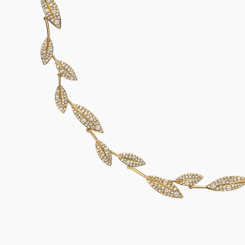 Pavé Olive Branch Diamond Necklace