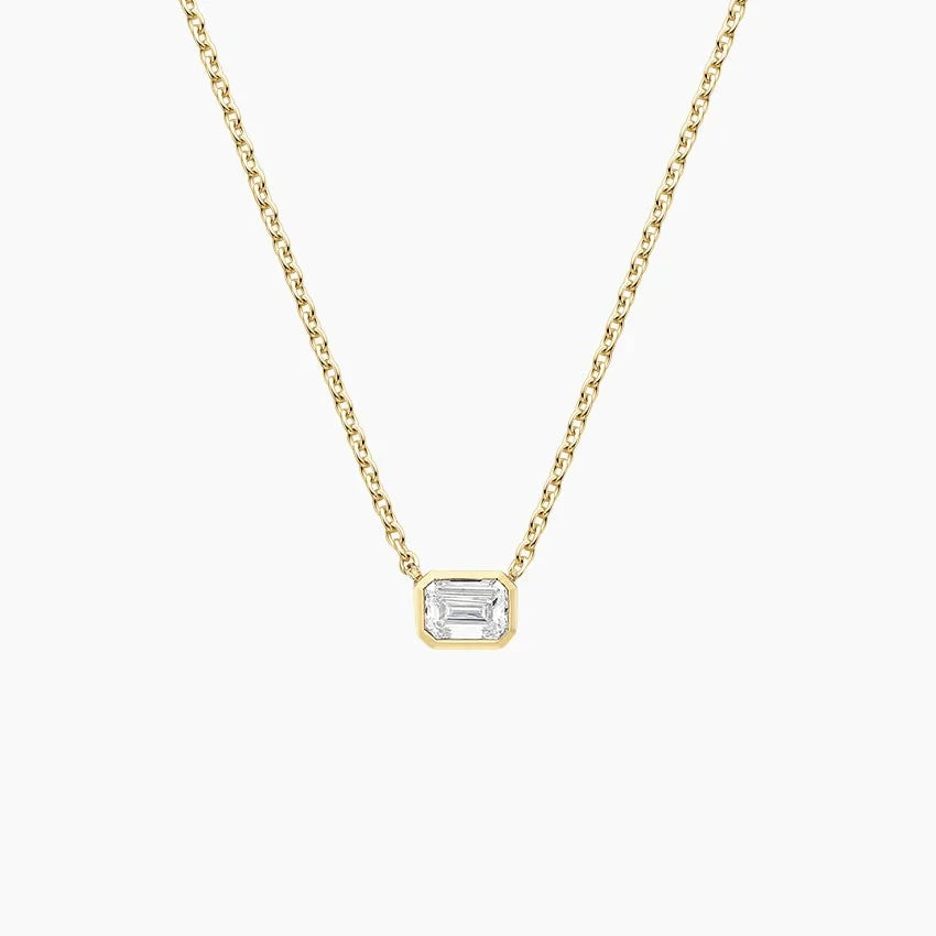 Emerald Cut Diamond Bezel Solitaire Pendant