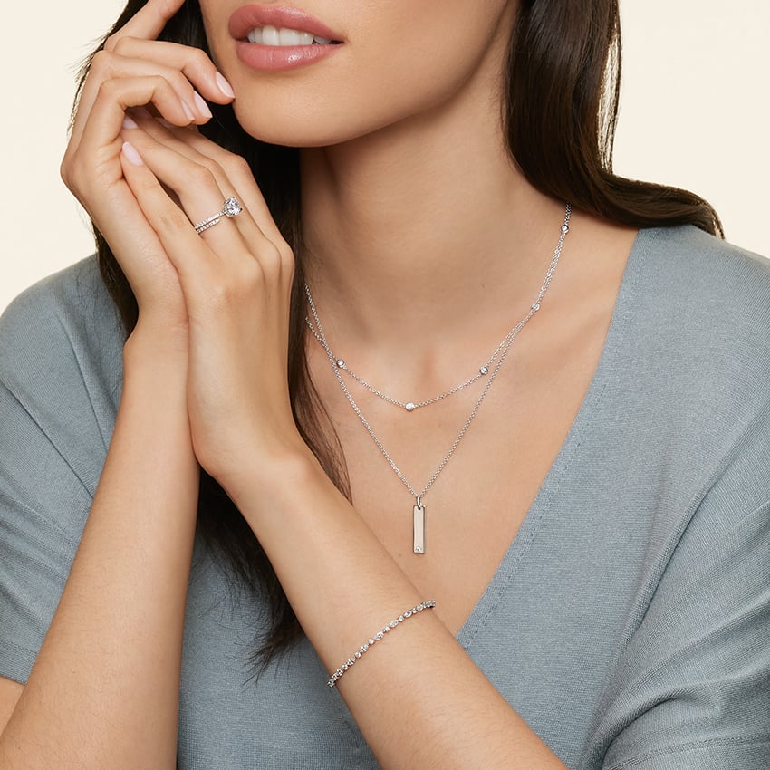 Bezel Strand 14 in. Diamond Necklace