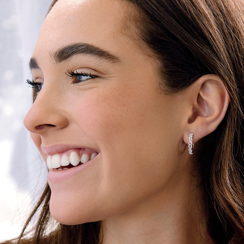 Baguette Diamond Cluster Hoop Earrings