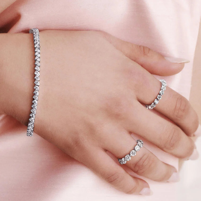 Angled Pear Diamond Tennis Bracelet