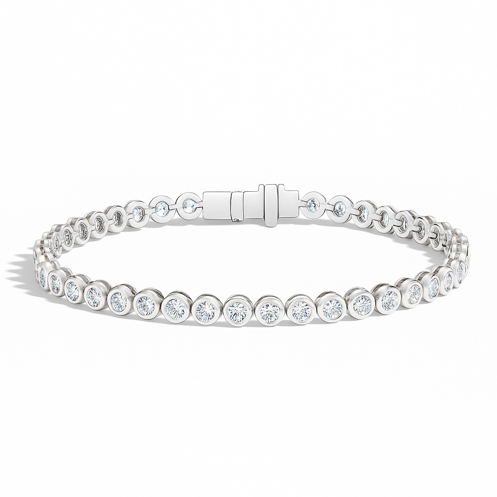 Тенісний браслет з діамантами Bezel Round Cut
