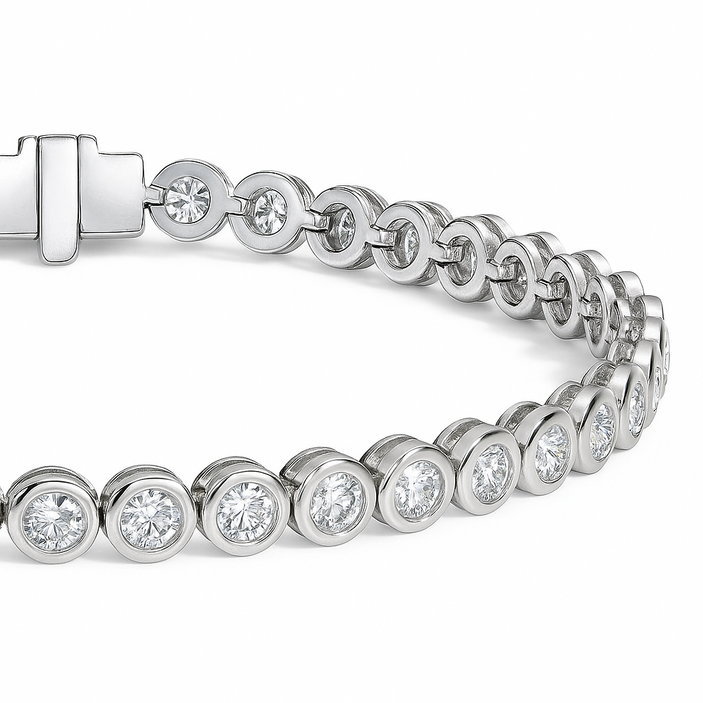 Тенісний браслет з діамантами Bezel Round Cut