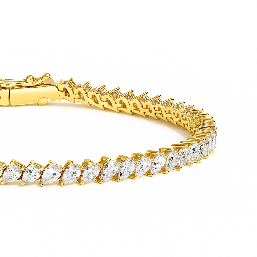Тенісний браслет з діамантами Angled Pear Cut