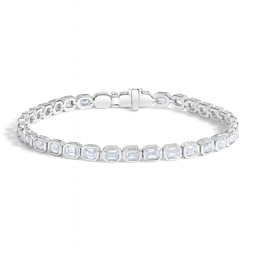 Тенісний браслет з діамантами Bezel Emerald Cut