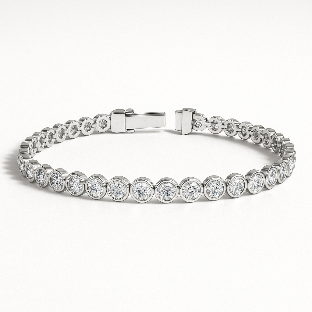 Тенісний браслет з діамантами Bezel Round Cut