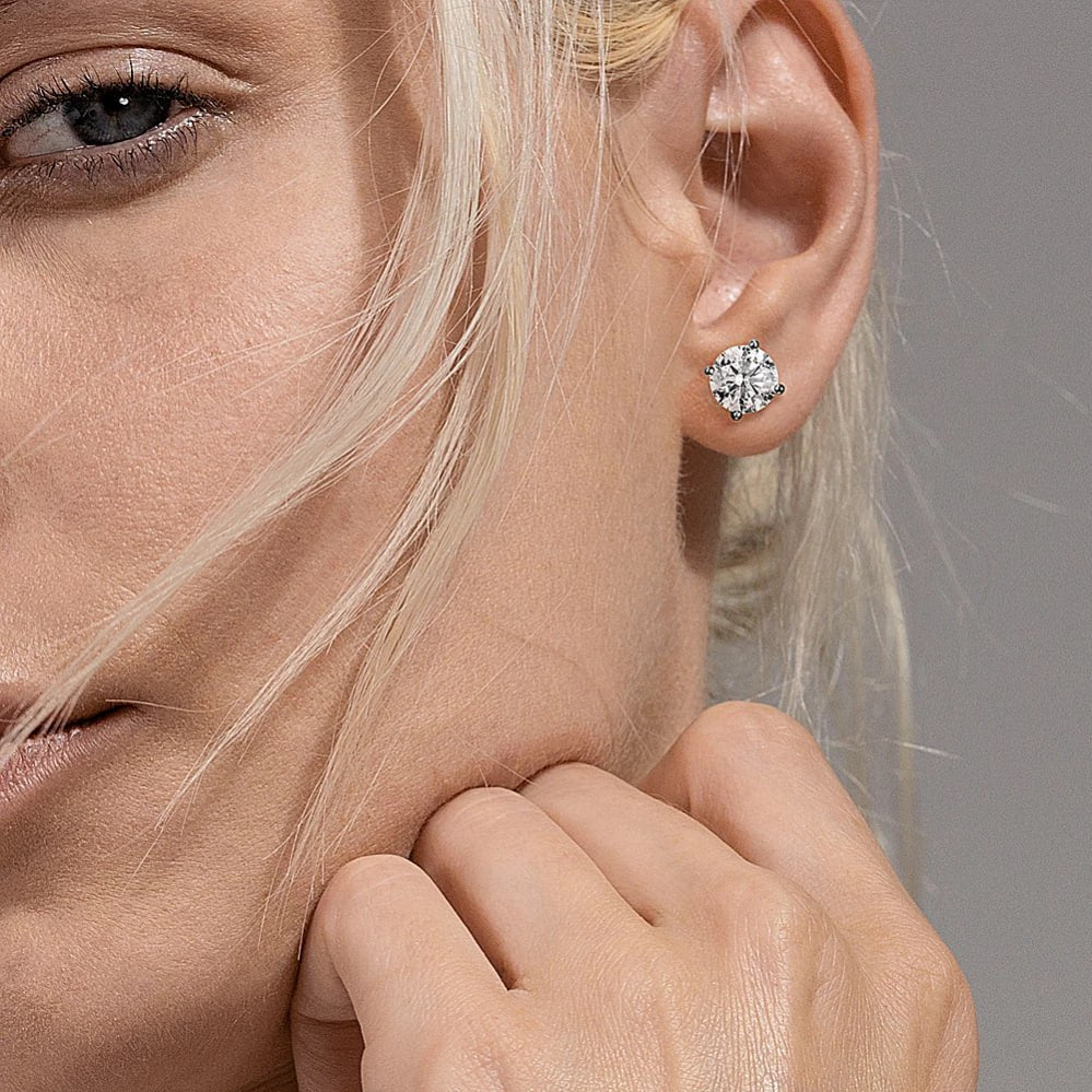 Diamond Bezel Stud Earrings