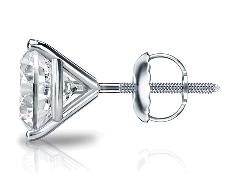 Diamond Studs with a Screw Clasp Martini Setting