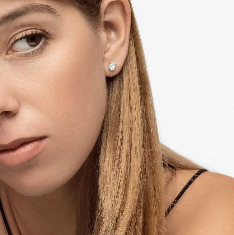 Oval Diamond Stud Earrings