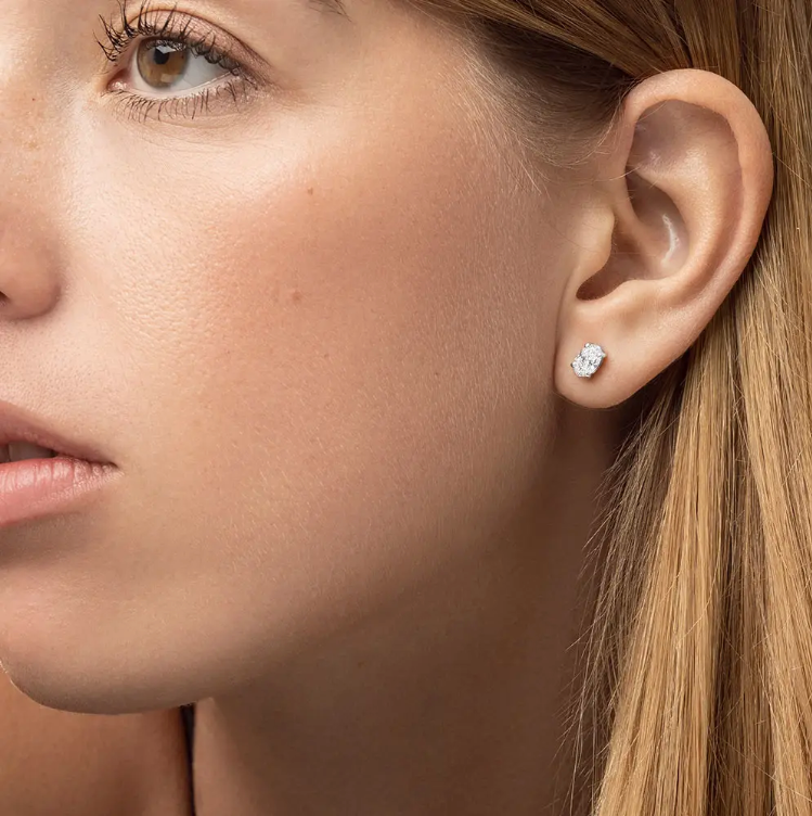 Oval Diamond Stud Earrings