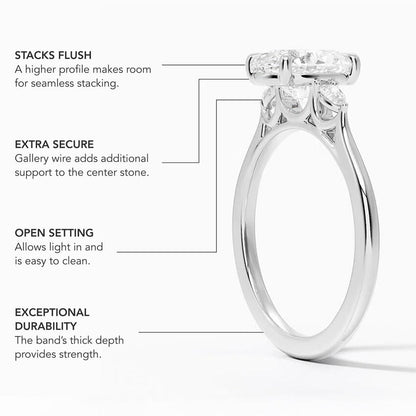 Cushion Three Stone Diamond Engagement Ring