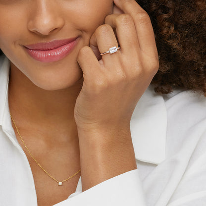 East West Tapered Baguette Diamond Ring