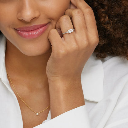 East West Tapered Baguette Diamond Ring