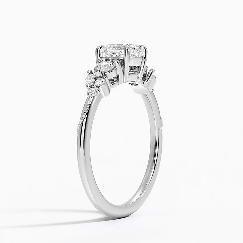 Camellia Three Stone Diamond Ring