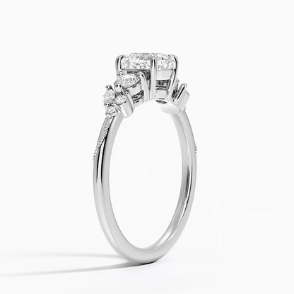 Camellia Three Stone Diamond Ring
