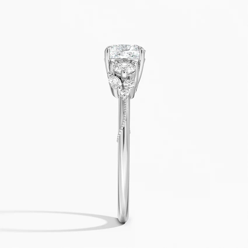 Camellia Three Stone Diamond Ring