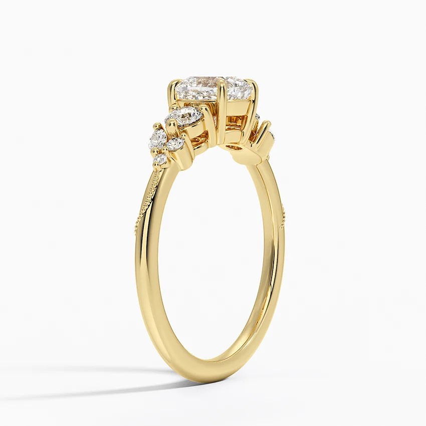 Camellia Three Stone Diamond Ring