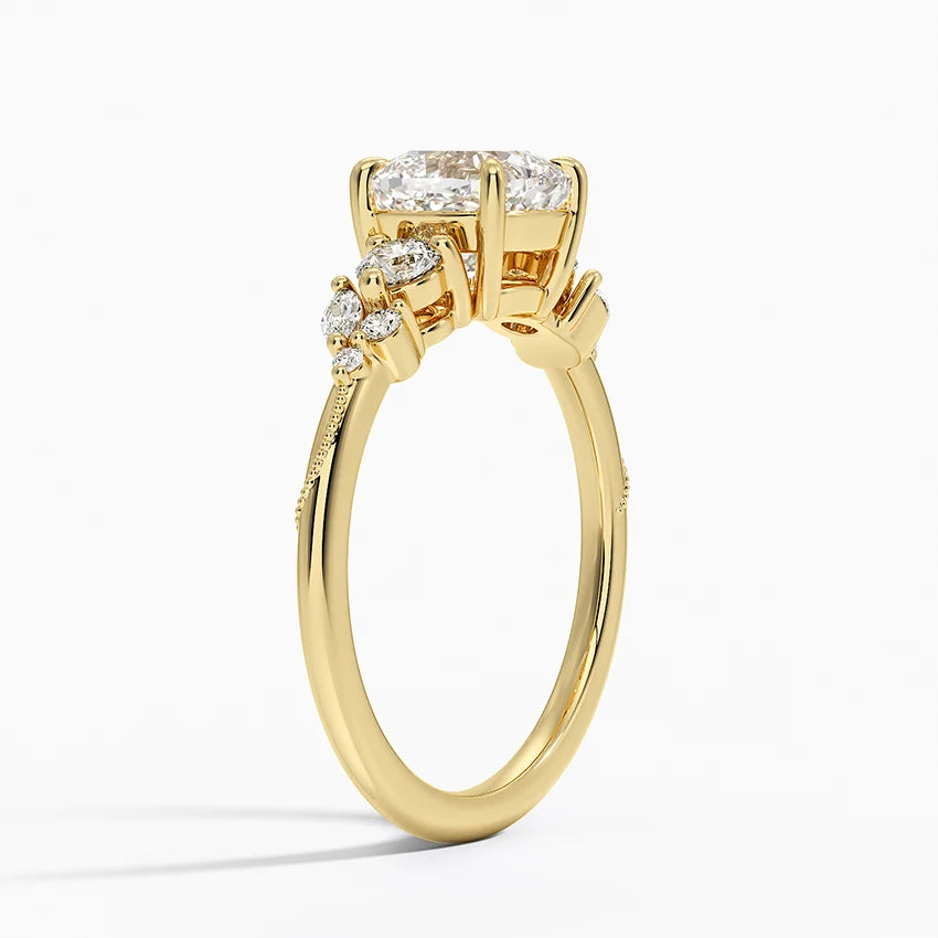 Camellia Three Stone Diamond Ring